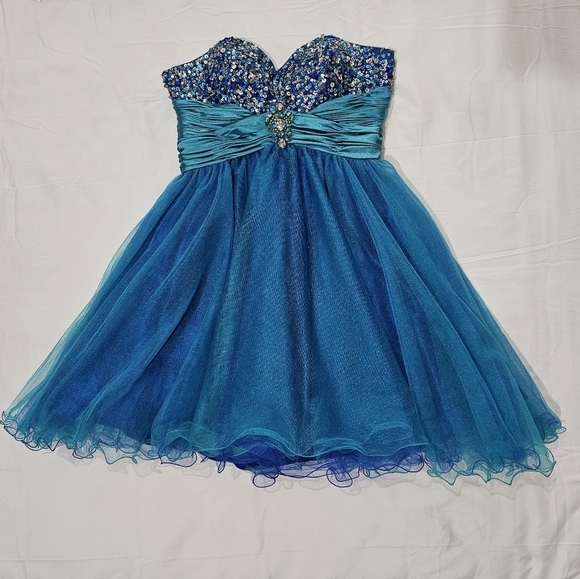 Cinderella Divine ✦ Strapless Mini Dress ✦ Sweetheart Sequin Bust & Wire Hem XS - Picture 9 of 17